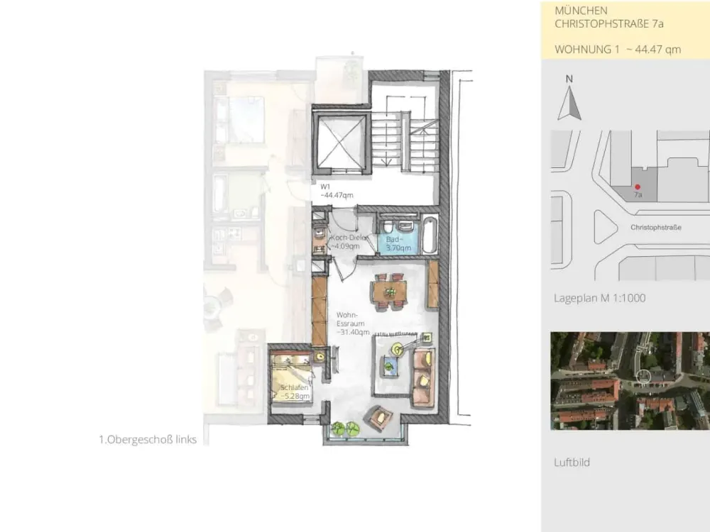 Stilvolles 2-Zimmer Apartment für 2 in München-Lehel, möbliert - Haustierfreundlich, Mindestmiete 3 Monate