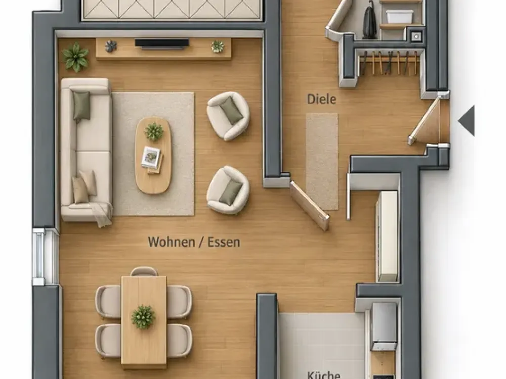 Modern 2-Room Apartment with Balcony and Elevator in Delbrück | Parking Space Included