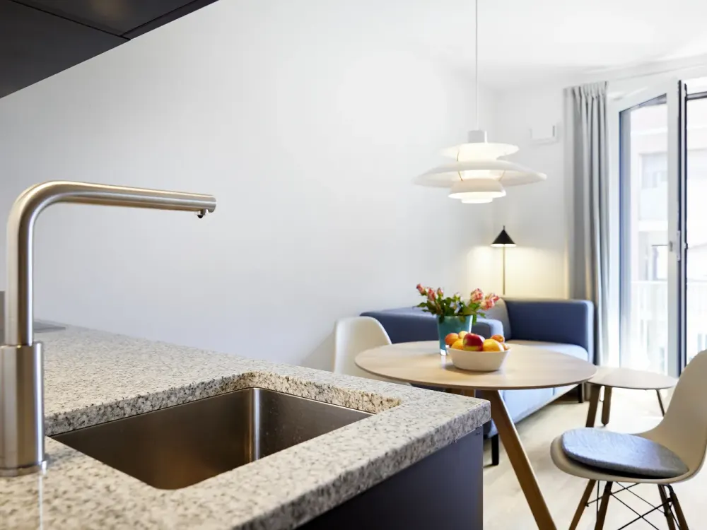 Möblierte Einzimmerwohnung, zentral gelegen, Neubau