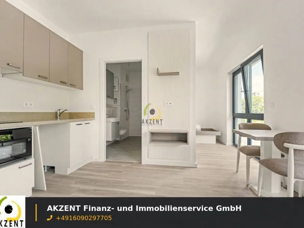 First Occupancy - Stylish 1.5-Room New Apartment with Balcony, Fitted Kitchen & Furnishing - Directly at the S-Bahn Station