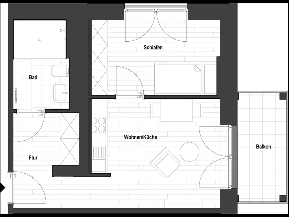 Sanierte 2-Zimmer Wohnung in Flingerns Herzstück (WE 1.13) | mit EBK und Balkon!