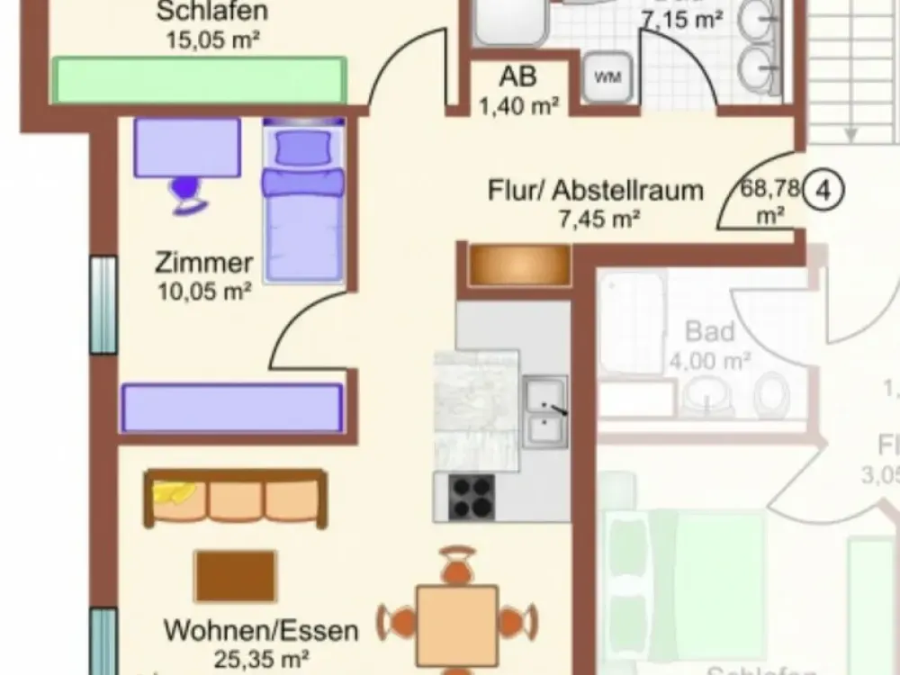 FISCHBEK TERRASSEN, ruhige 3-Zimmer-Wohnung mit großem Süd-West-Balkon