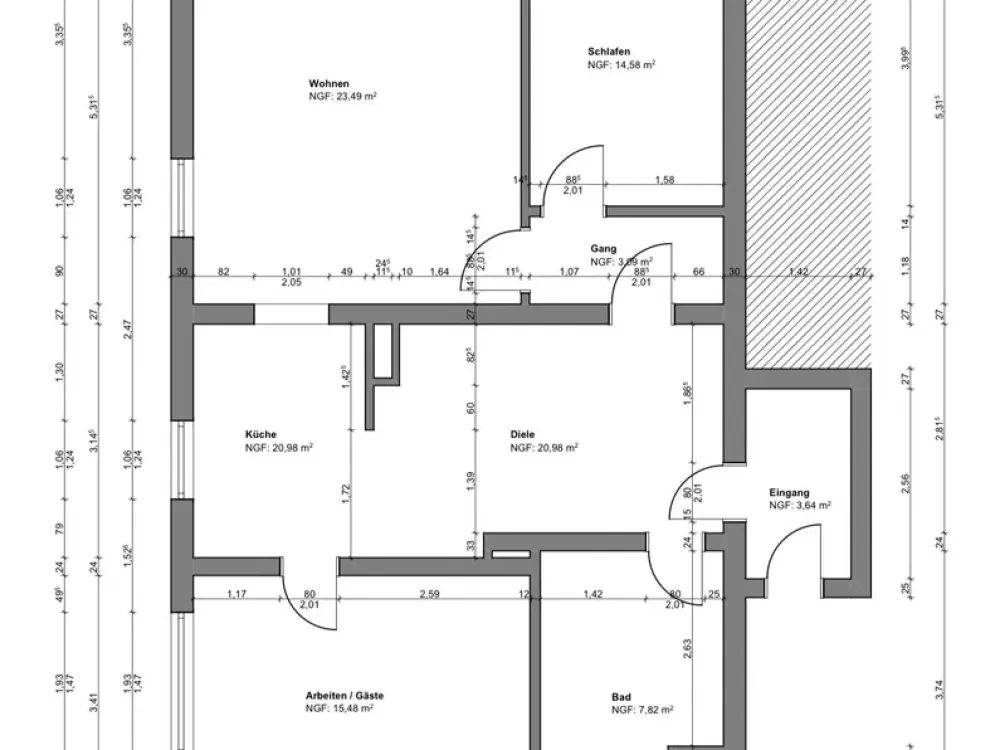 3-room apartment (85 m²) with garden in Laim