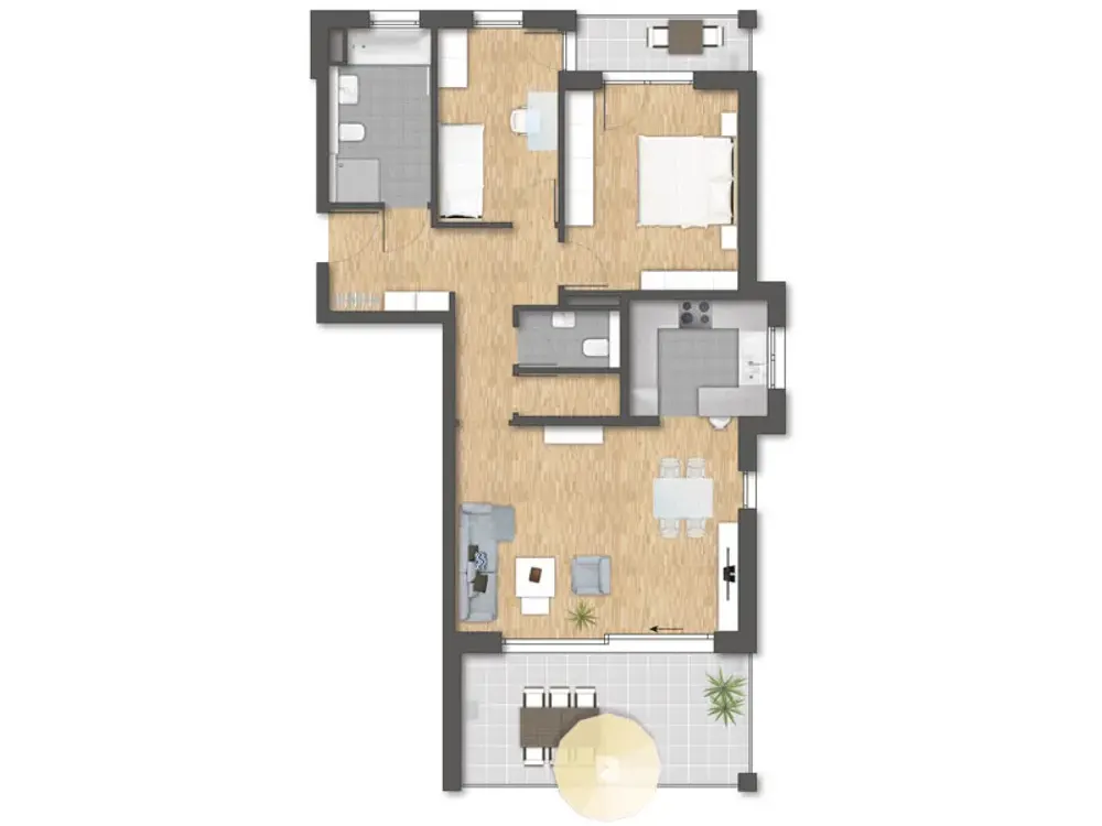 Schöne 3-Zimmer Wohnung mit Terrasse und gr. Gartenanteil