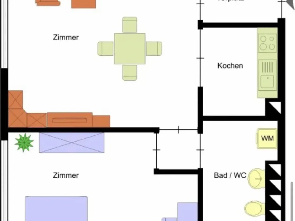 Komplett möbliertes 2 Zi -Apartm. in Stuttgart, Olgastr 75