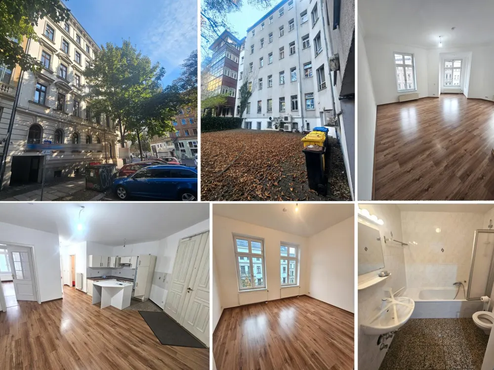 Bright, renovated 3-room apartment on the 3rd floor in Waldstraßenviertel, incl. fitted kitchen, bathroom with tub, elevator, cellar