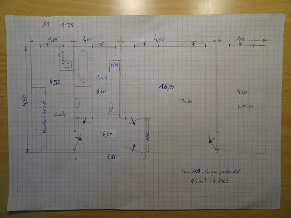 Like-new 2-room apartment with new fitted kitchen in Leipzig, partially furnished
