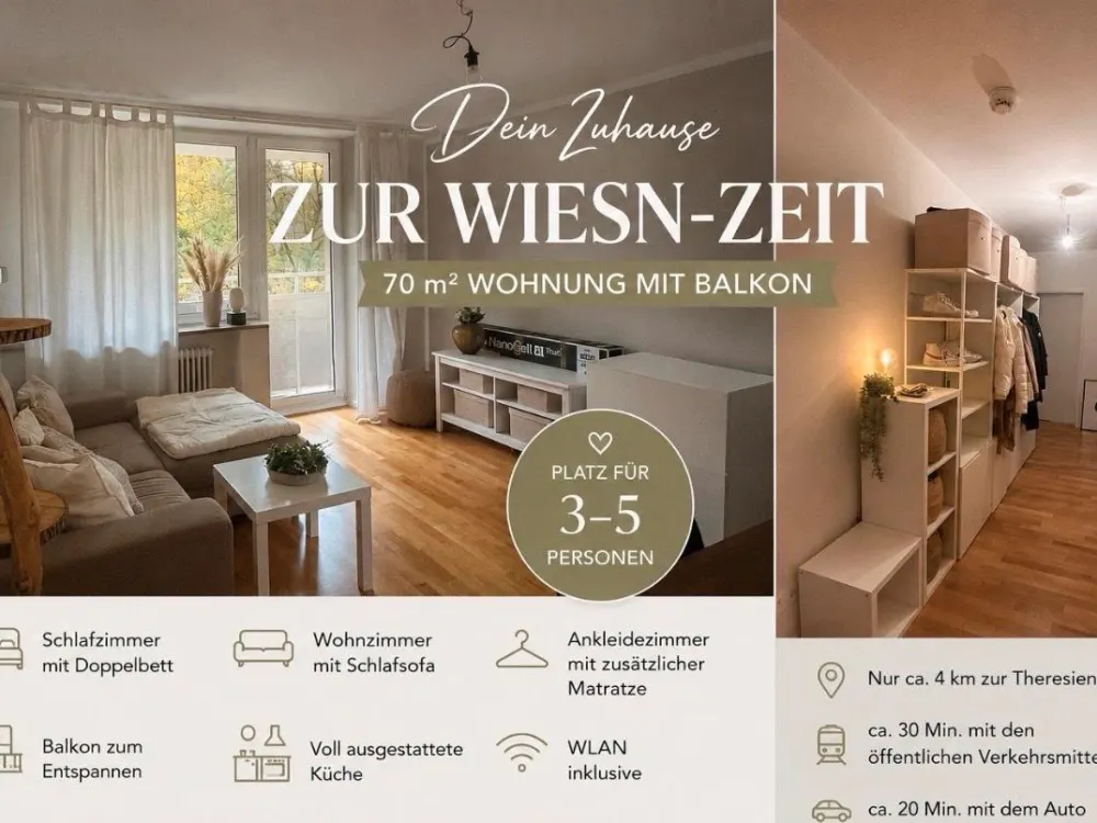 Wohnung für Wiesn Bedienung (3-5 Personen)