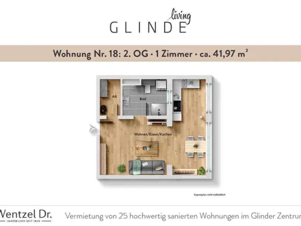 Modern 1-Room Apartments in New Building in Glinde- Wentzel Dr.