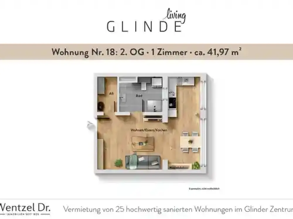 Modern 1-Room Apartments in New Building in Glinde- Wentzel Dr.