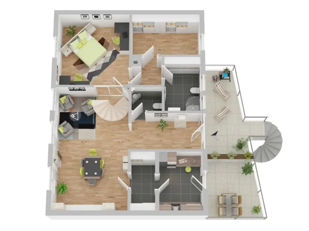 Maisonette with Attic Studio, Modern Living Feeling on Two Levels, Fully Equipped with New Air Conditioning Technology