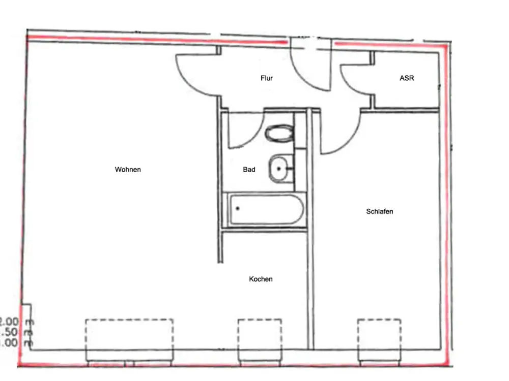 Pirna, Altstadt: Bathtub + Fitted Kitchen