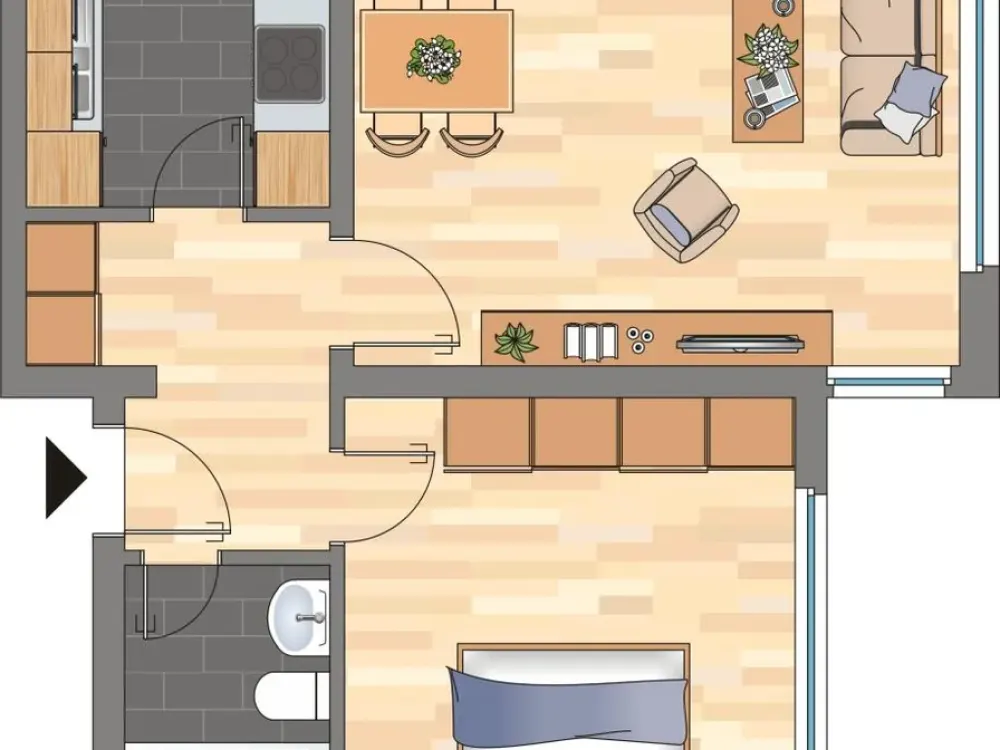 Bezugsfertige 2-Zimmer-Wohnung mit Balkon in Bremen-Huchting!
