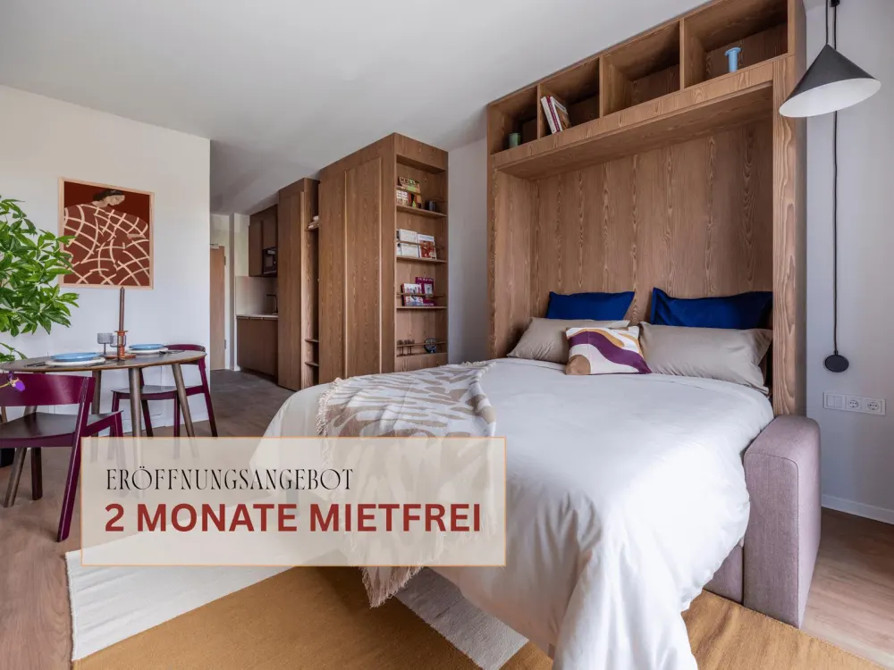 Möblierte Studio Wohnungen mit Gemeinschaftsflächen: Padelplatz, Fitness, Dachterrasse & mehr