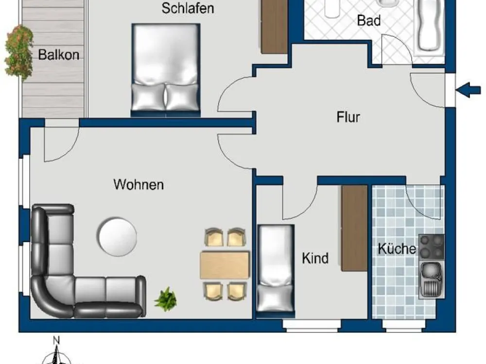 Hoch hinaus: Sanierte 3-Zimmerwohnung mit Balkon