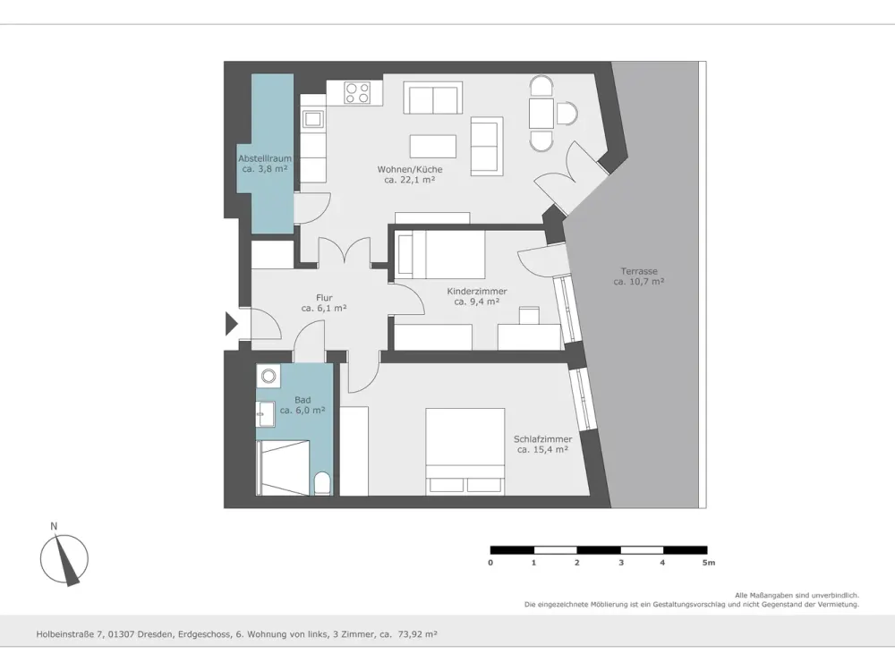 Moderne 3-Zimmer-Wohnung mit großer Terrasse