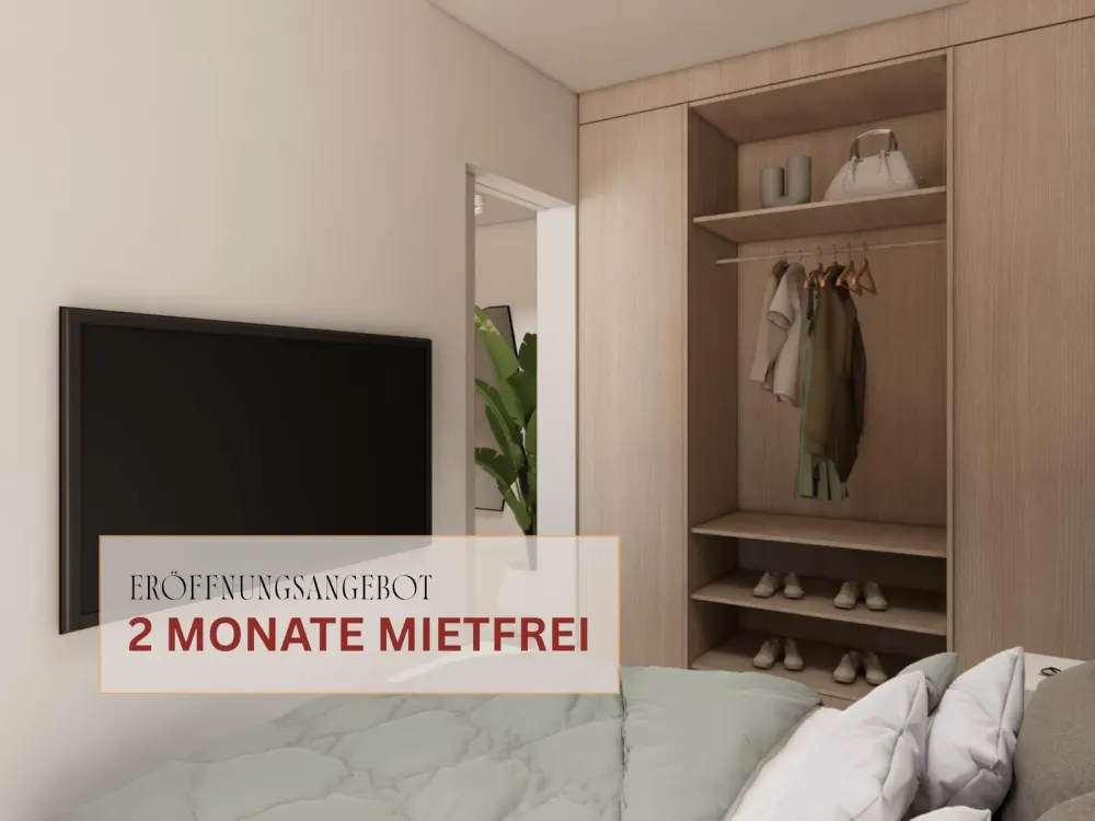 Möblierte Studio Plus Wohnungen mit Gemeinschaftsflächen: Padelplatz, Fitness, Dachterrasse & mehr