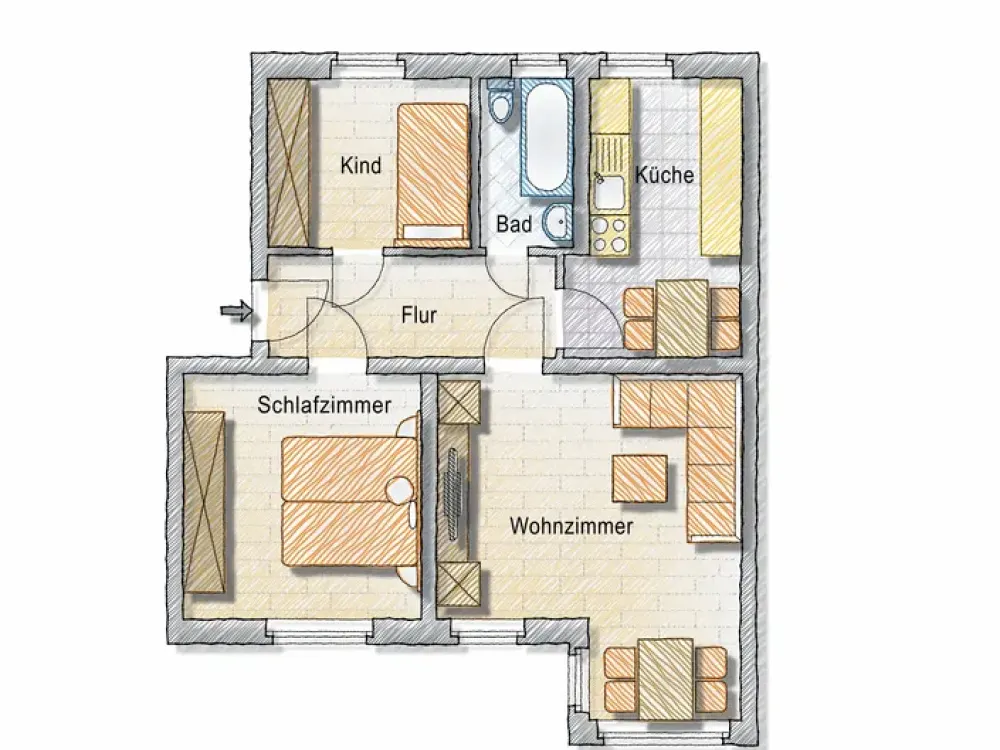 renovierte 3 Zimmer Wohnung mit Altbaucharme