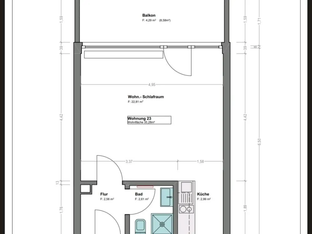 1-Zimmer-Wohnung mit Balkon in der Aaseestadt