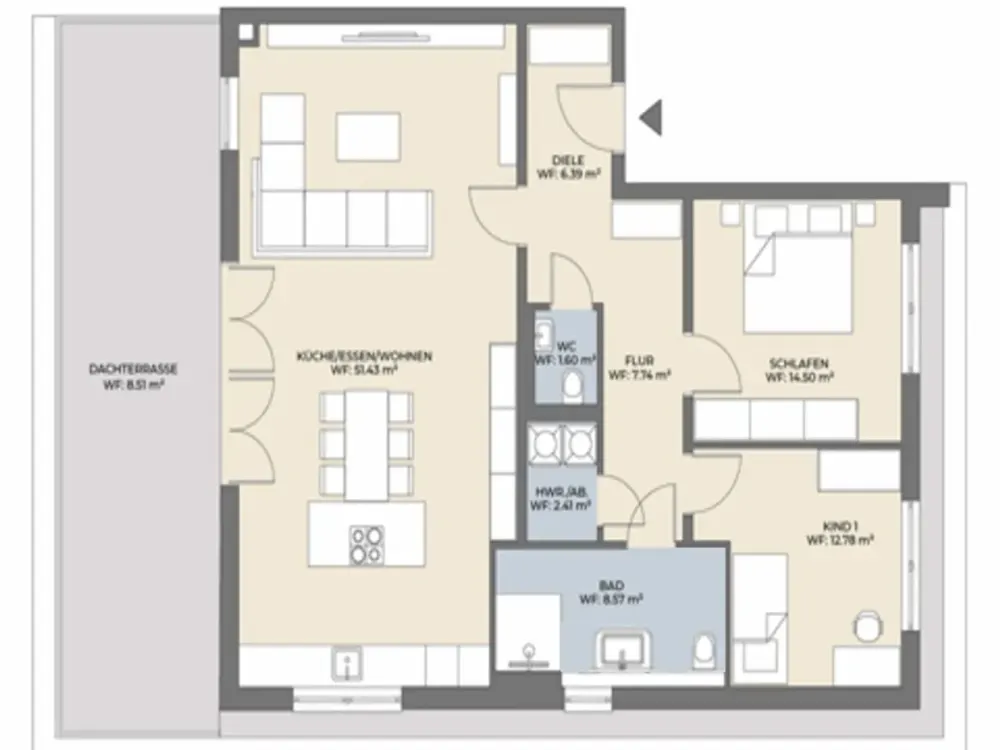 Newly Built - High-Quality 3-Room Apartment (Top Floor), Central, Quiet in Kor.-Kleinenbroich