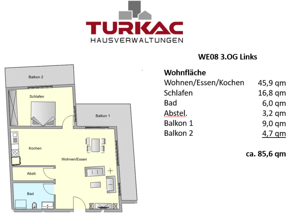 Neubau - Erstbezug geräumige 2 ZKB Balkon + Abstellraum