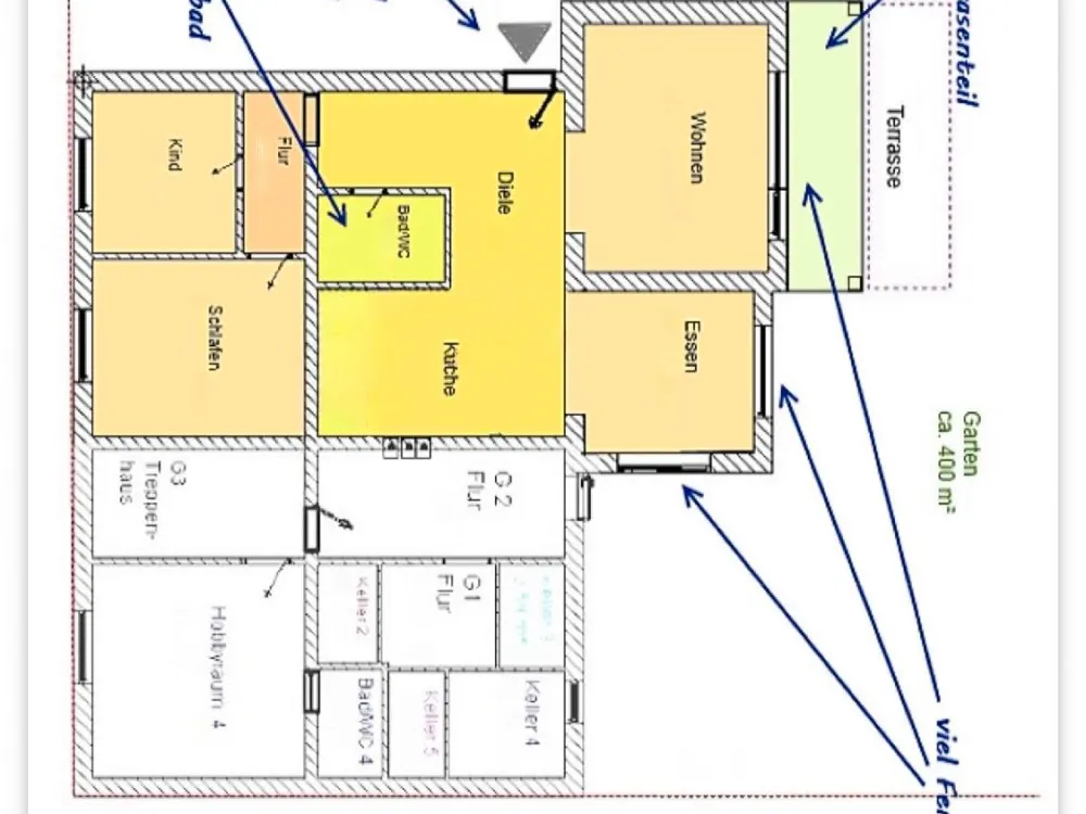 4-Zimmer-Wohnung, 400 m² Privatgarten-Reihenhausgefühl in Rostock