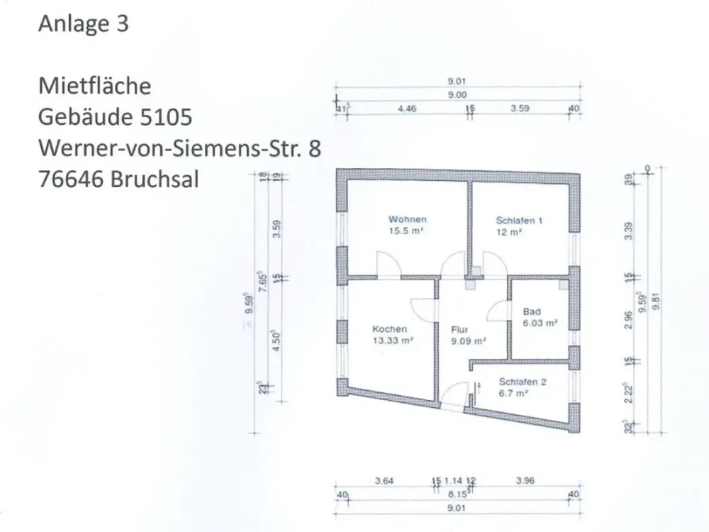 renovierte 3 ZKB - Wohnung in Bruchsal