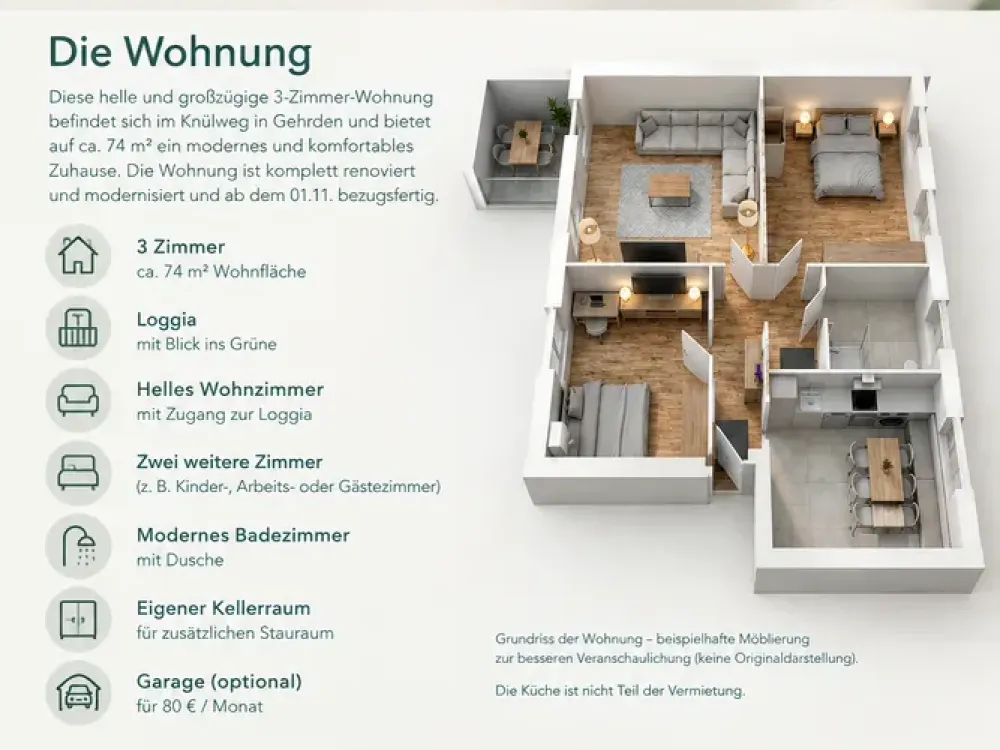 Moderne, frisch renovierte 3-Zimmer-Wohnung mit Loggia in Gehrden, Erstbezug nach Renovierung