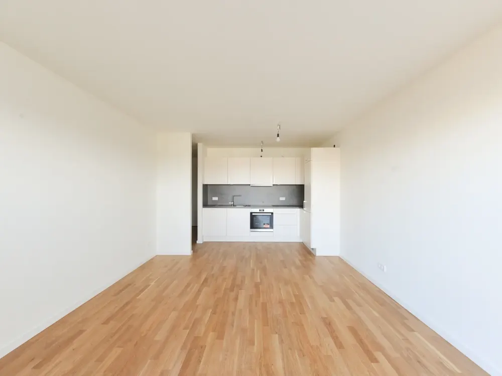 Barrier-free new-build apartment with fitted kitchen, south-facing balcony, real wood parquet, elevator, underground parking