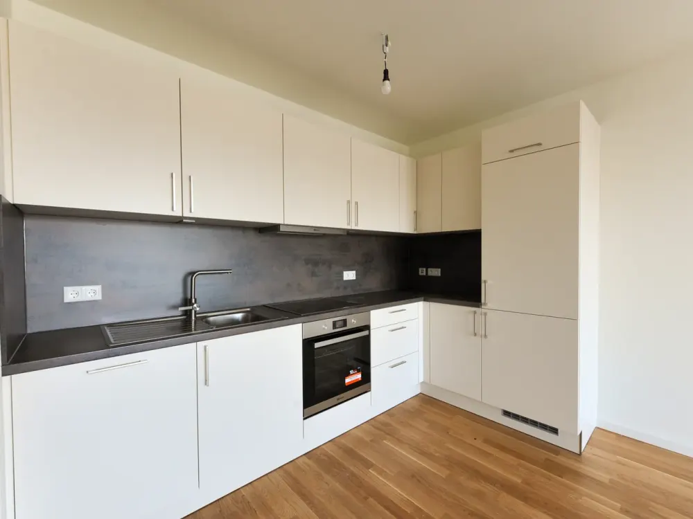 Barrier-free new-build apartment with fitted kitchen, south-facing balcony, real wood parquet, elevator, underground parking