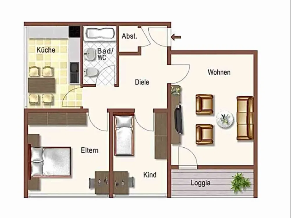 3-Zimmer-Wohnung renovierter Wohnung mit Aufzug