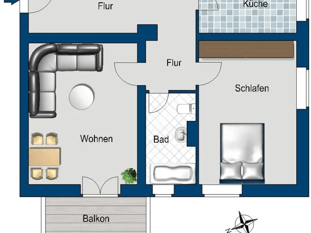 Schöne 2-Zimmer Wohnung in ruhiger Lage! Anmietung eines separaten Stellplatzes!