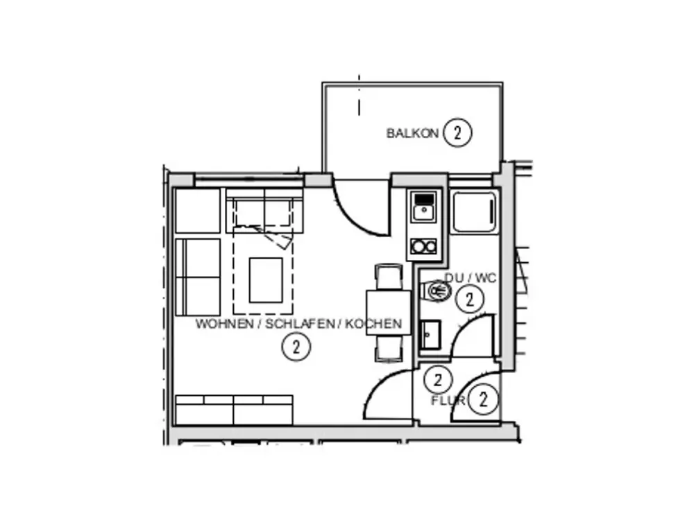 Gemütliche 1-Zimmer-Wohnung mit Balkon