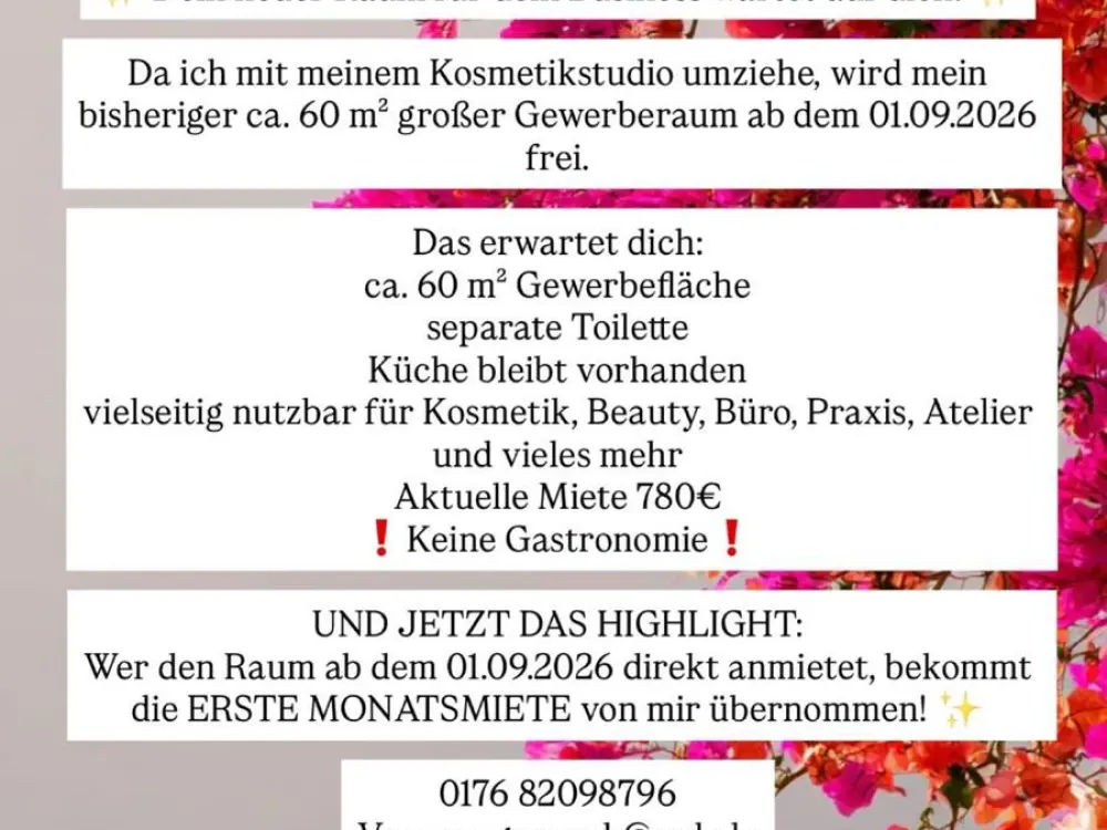 NACHMIETER GESUCHT FÜR GEWERBE!