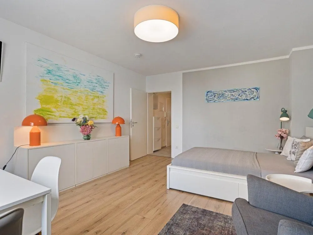 Möbilierte 1,5-Zimmer-Wohnung mit Rheinblick am Hafen