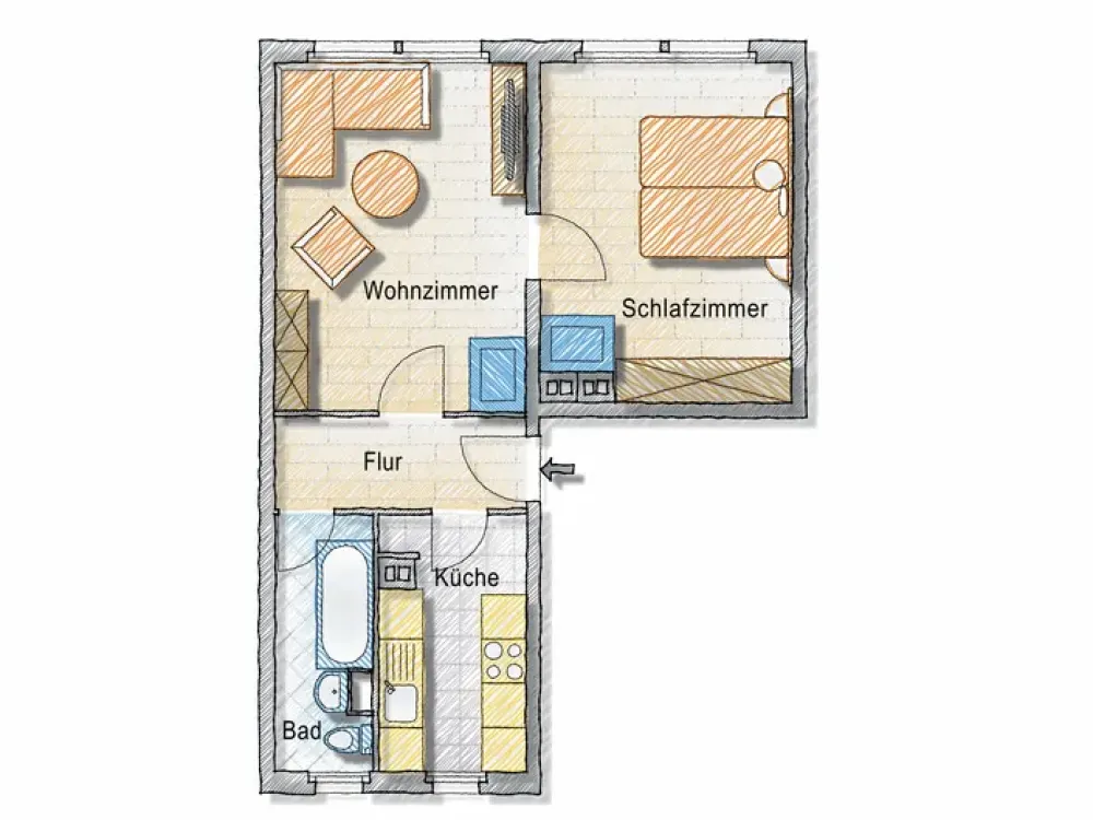 moderne 2-Raum Wohnung