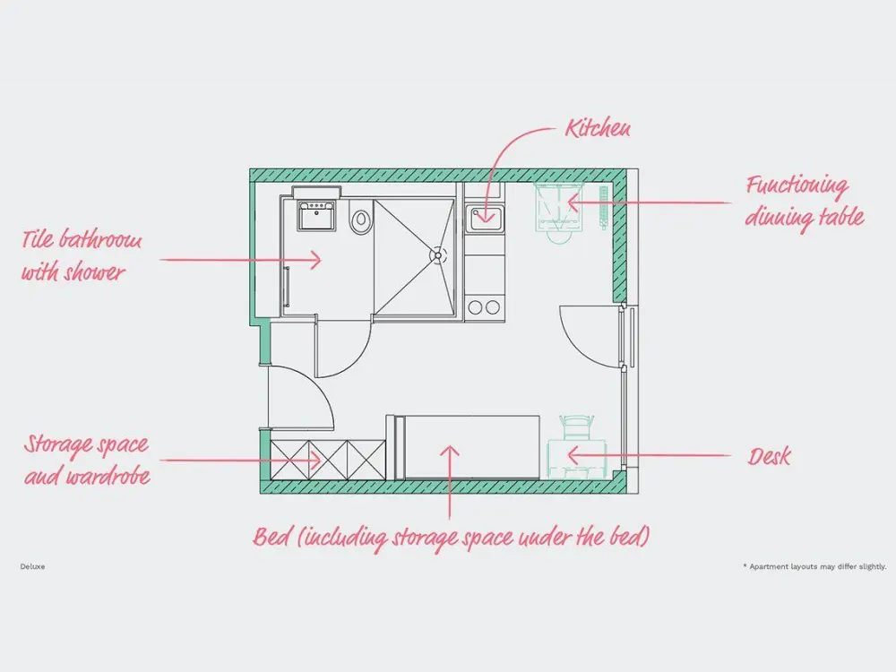 Neon Wood Student Housing in Berlin Mitte-Wedding - Deluxe Apartment