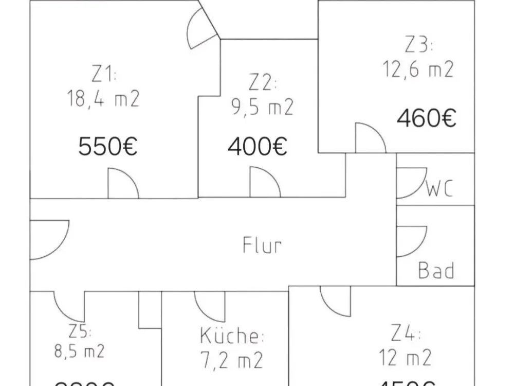 1x renoviertes WG Zimmer ab sofort - Warmmiete 550€ mit Balkon