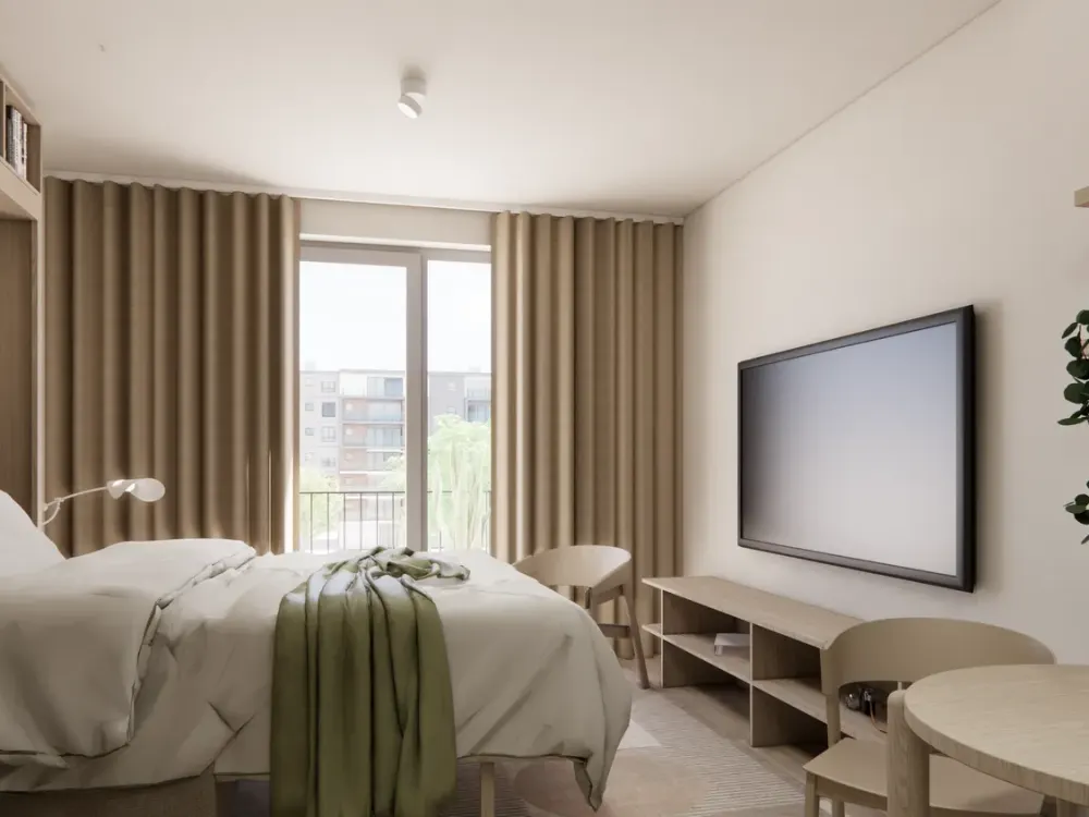 Furnished Medium Studio with Shared Facilities: Padel Court, Fitness, Rooftop Terrace & More