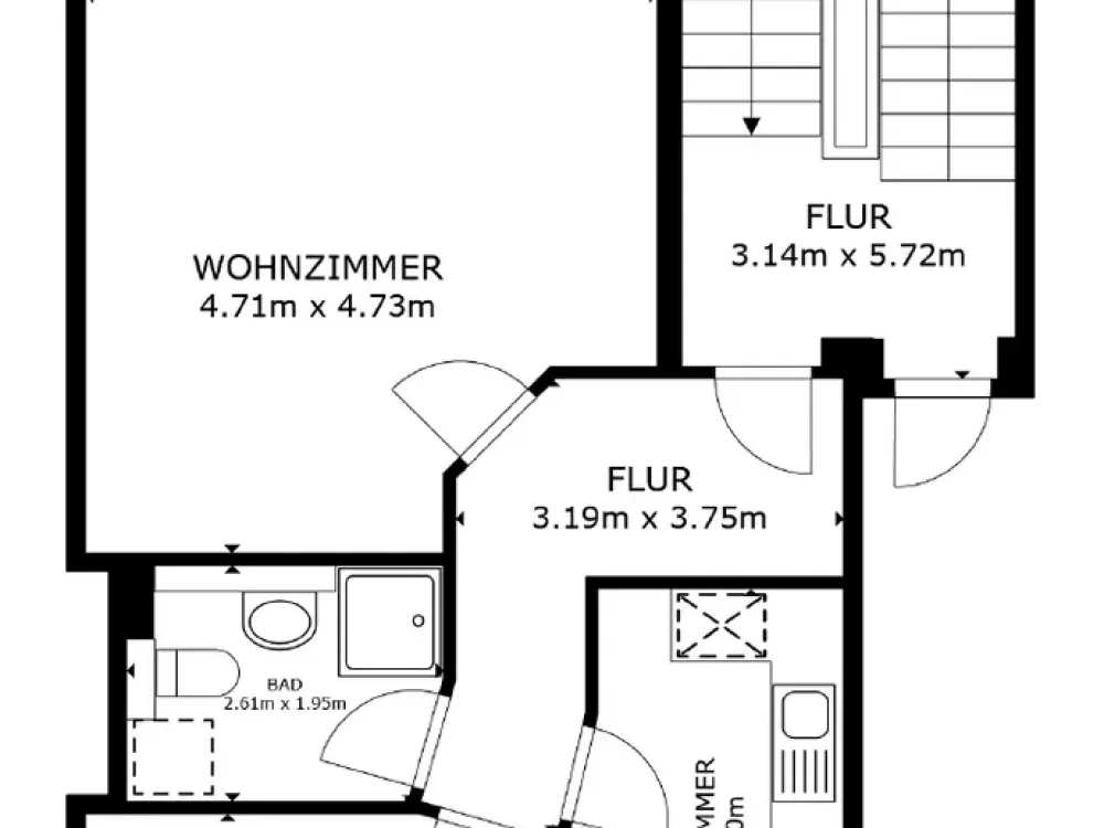 2-Zimmer-Wohnung - mit (oder ohne) Einbauküche - ca. 600 m zum Markkleeberg