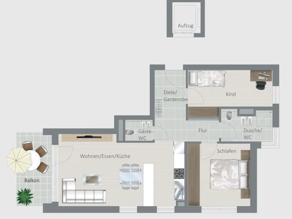 Helle 3,5-Zimmer Wohnung mit Balkon in Fellbach