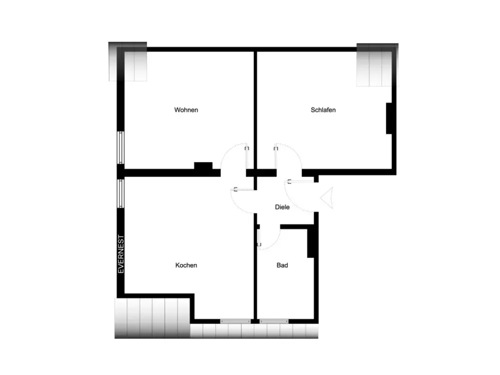 Frisch renovierte 2-Zimmer-Dachgeschosswohnung mit Einbauküche und Stellplatz