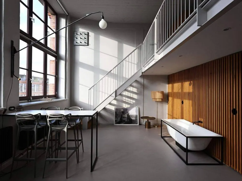 Exclusives Designloft an der Weißen Elster / schicke Einbauküche