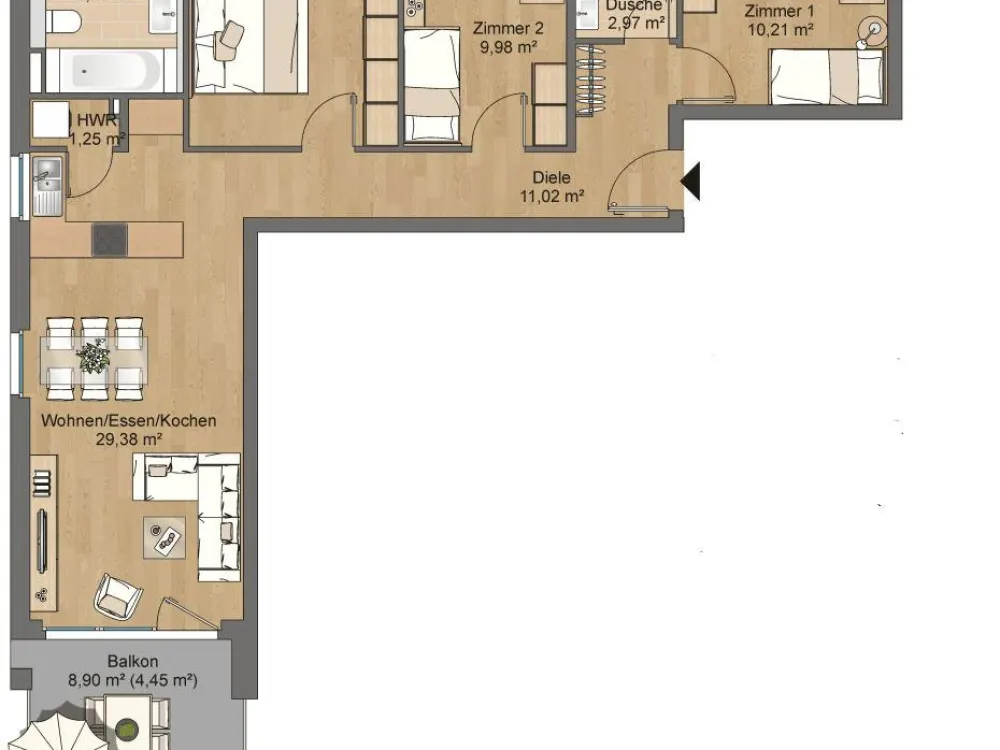 Attraktive 4-Zimmer-Wohnung in einem gepflegten Neubaugebiet