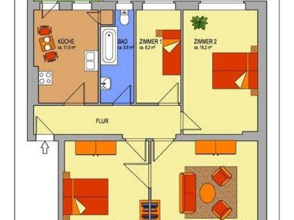 Sanierte 3,5 Zimmerwohnung mit Balkon