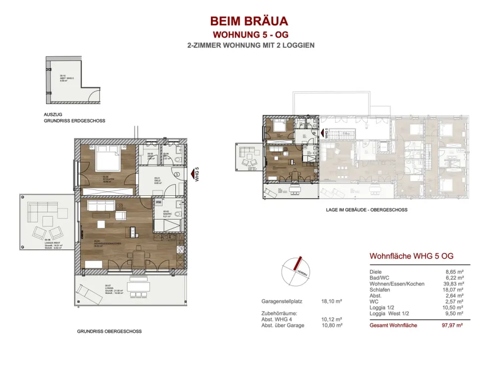 First Occupancy "BEIM-BRÄUA" - Exclusive 2-Room Apartment with South Loggia and West Loggia