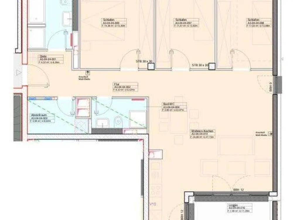 Komfortables Wohnen: Moderne 4-Zimmer-Wohnung mit Loggia und zwei Bädern