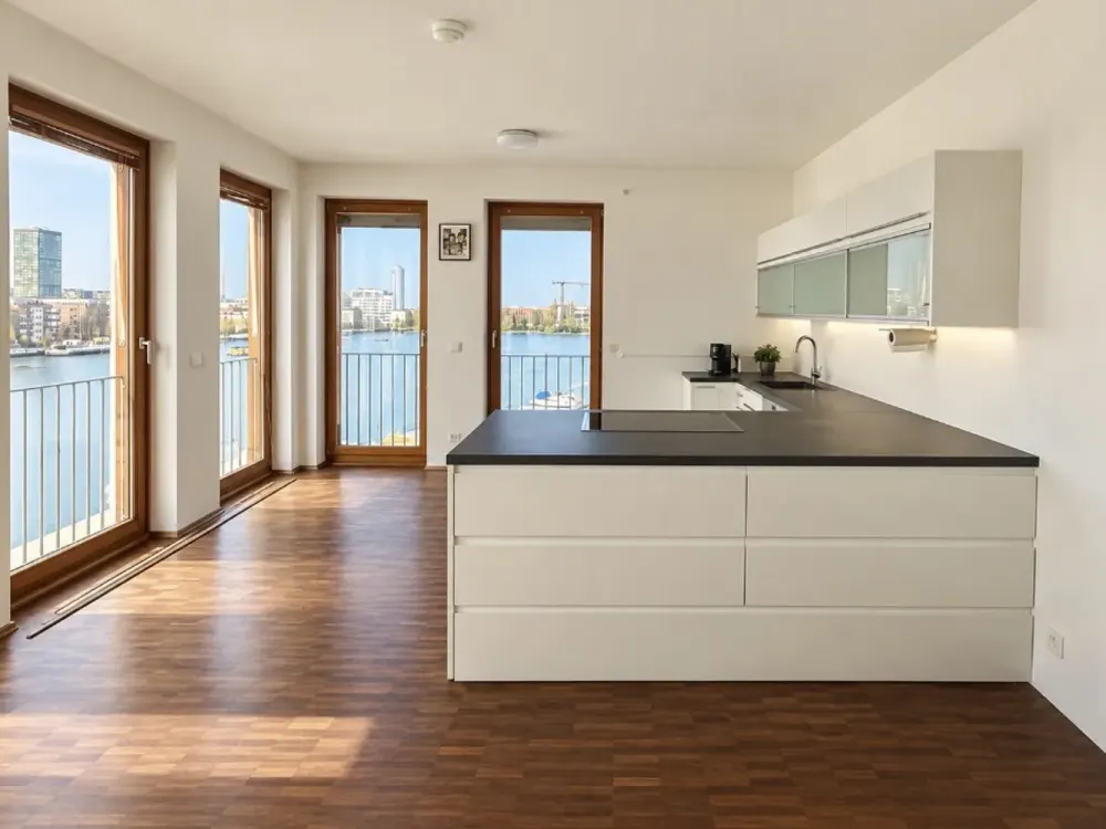 Wohnen am Wasser Studio-Wohnung mit Südbalkon, Sonnenuntergänge & Blick auf den Berliner Fernsehturm