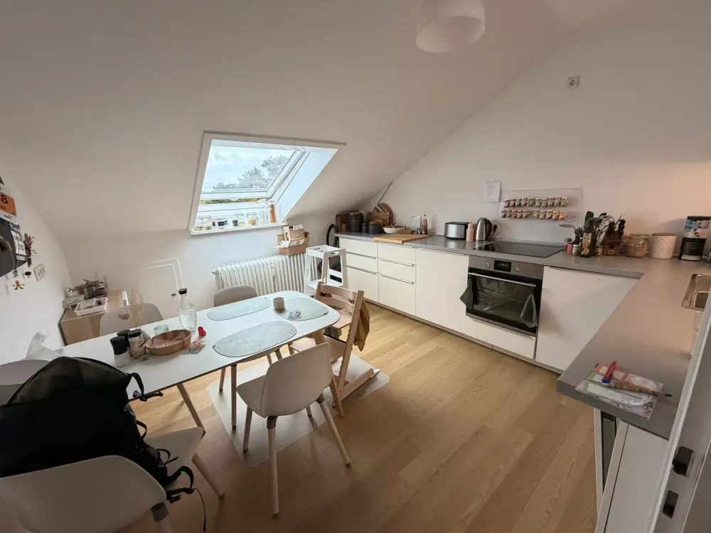 Sunny 3 Rooms, Fitted Kitchen, Balcony, Renovated in the Attic