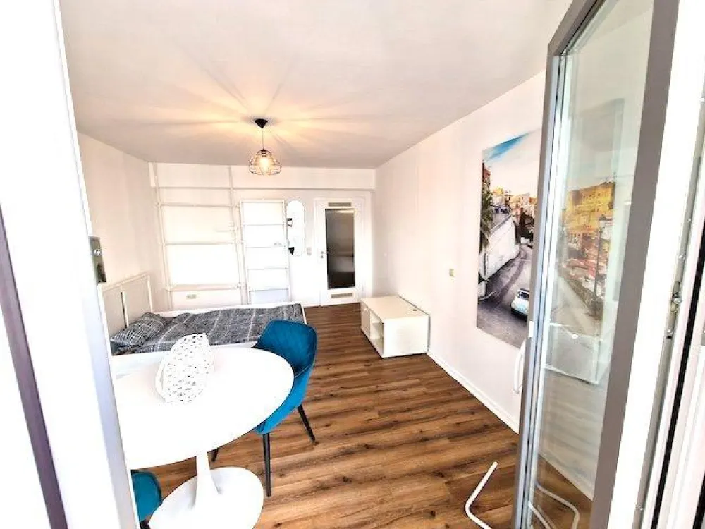 Designer-Appartment: großes WG-Zimmer mit Rheinblick-Balkon